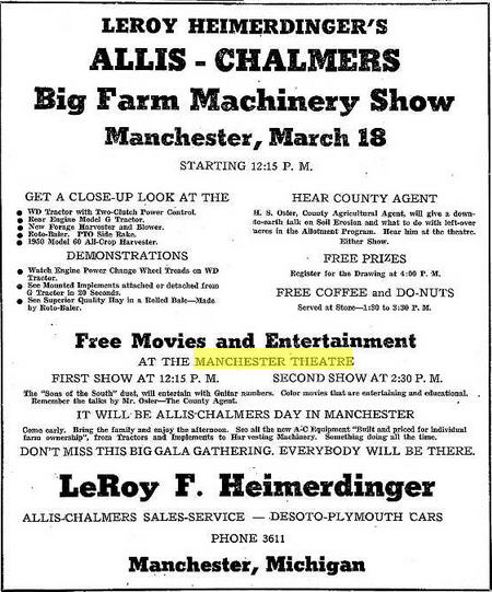 Manchester Theatre - March 1950 Ad